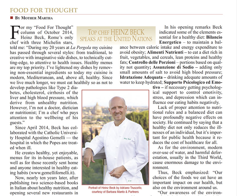 Top Chef Heinz Beck Speaks At The United Nations