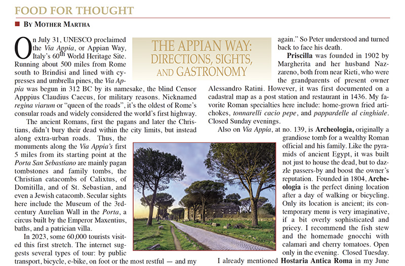 The Appian Way: Directions, Sights, And Gastronomy 