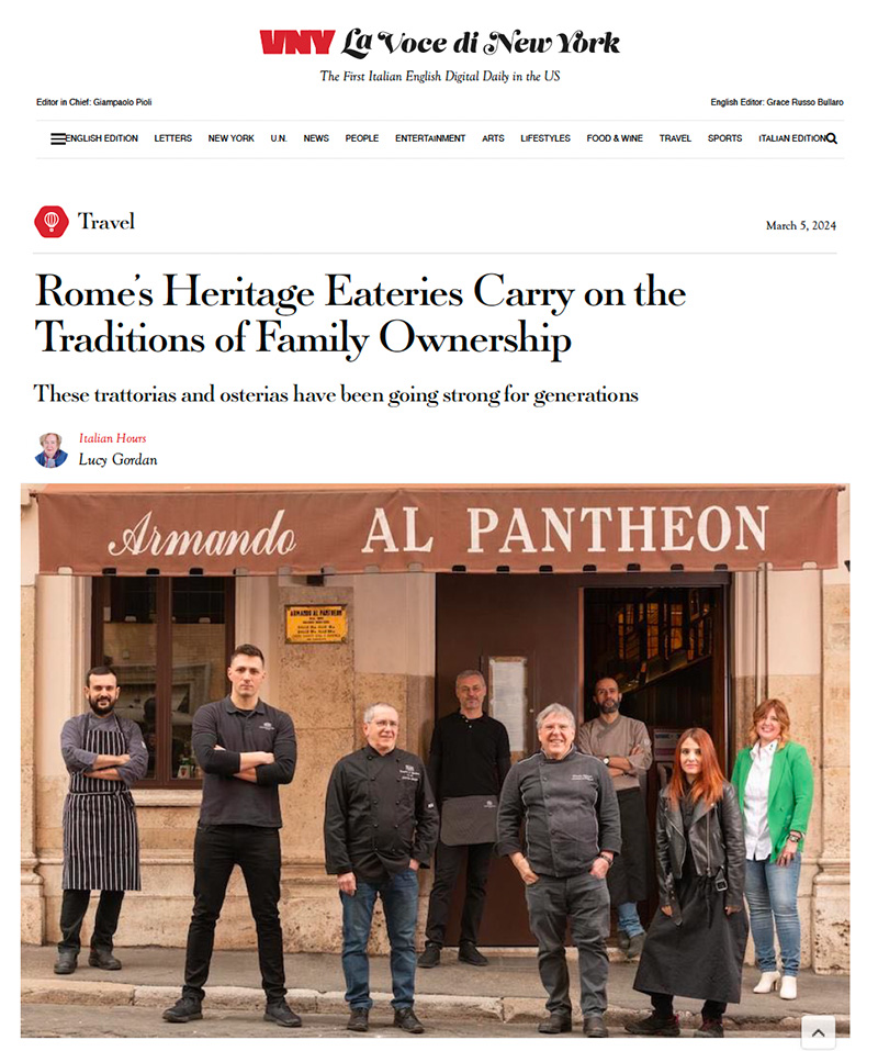Rome’s Heritage Eateries Carry on the Traditions of Family Ownership