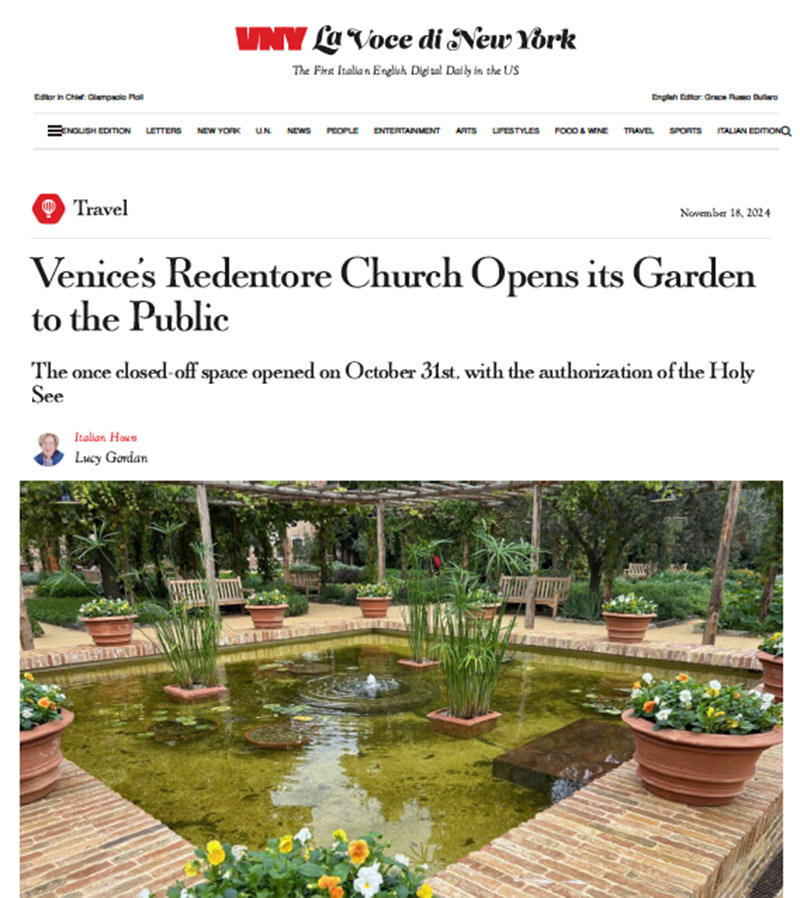 Venice’s Redentore Church Opens its Gardento the Public