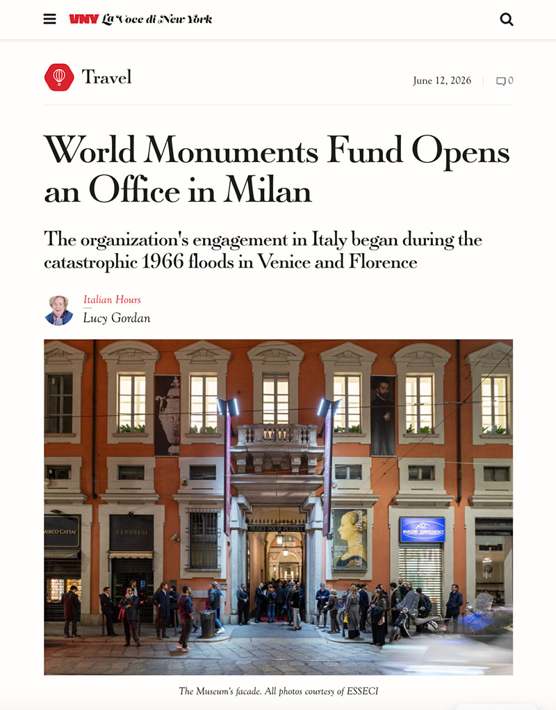 World Monuments Fund Opens an Office in Milan